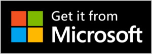 Das Microsoft-Logo mit Verweis auf den Microsoft-Store